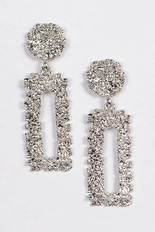 Emprada Rectangle Metallic Textured Earrings 1 Emprada Rectangle Metallic Textured Earrings
