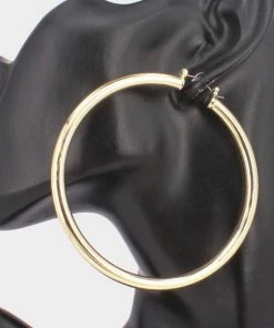 Emprada Large Metal Hoop Gold Pin Catch Earrings