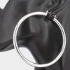 Emprada Large Metal Hoop Silver Pin Catch Earrings Accessories