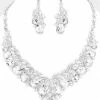 Emprada Crystal Silver Teardrop Glass Vine Collar Necklace Accessories