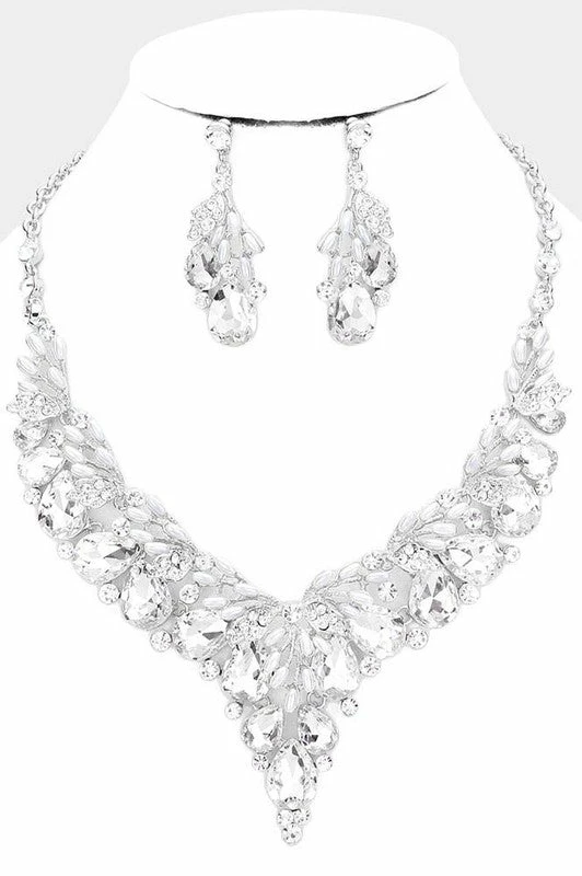 Emprada Crystal Silver Teardrop Glass Vine Collar Necklace Accessories 1 Emprada Crystal Silver Teardrop Glass Vine Collar Necklace Accessories