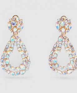 Emprada Accessories Tear Drop Gold Crystal Earrings