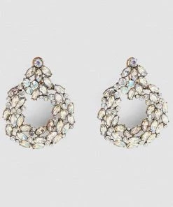 Emprada Round Gold Crystal Drop Earrings Accessories