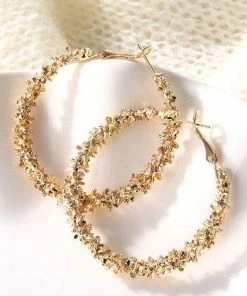 Emprada Textured Gold Hoop Earrings Accessories