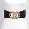 Emprada Accessories Black Double Ring Elastic Belt