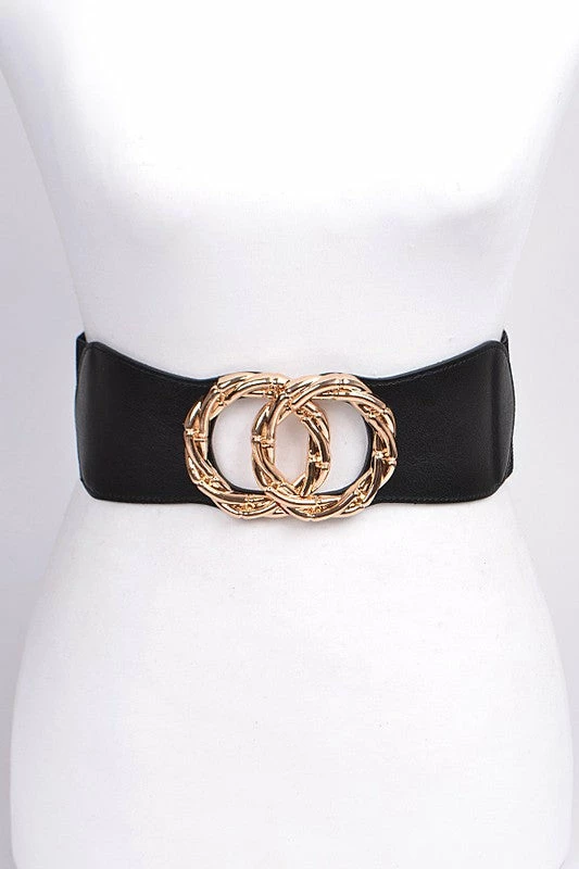 Emprada Accessories Black Double Ring Elastic Belt 1 Emprada Accessories Black Double Ring Elastic Belt