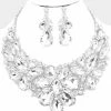 Emprada Accessories Teardrop Crystal Gem Silver Marquise Necklace & Earring Set