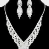 Emprada Accessories Marquise Silver Rhinestone Necklace & Earrings Set