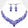 Emprada Marquise Blue Teardrop Stone Sprout Evening Necklace