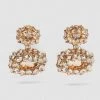 Emprada Round Crystal Gold Dangle Earrings Accessories