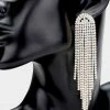 Emprada Rhinestone Gold Fringe Drop Earrings Accessories