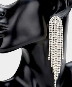 Emprada Rhinestone Gold Fringe Drop Earrings Accessories