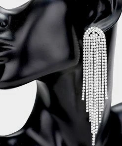 Emprada Rhinestone Fringe Drop Earrings Accessories