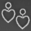 Emprada Textured Silver Heart Drop Earrings
