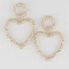 Emprada Accessories Textured Gold Heart Drop Earrings