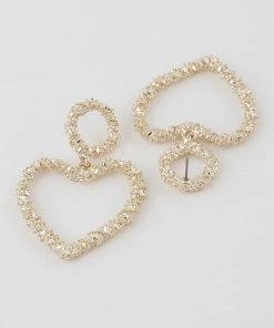 Emprada Accessories Textured Gold Heart Drop Earrings