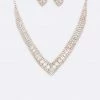 Emprada Accessories Rhinestone Gold Necklace & Tear Drop Earrings Set