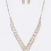 Emprada Rhinestone Gold Necklace & Drop Earrings Set Accessories