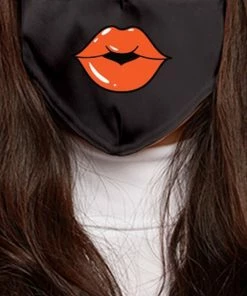 Emprada Masks Lips Orange Black Women's Reusable Face Mask