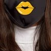 Emprada Masks Lips Yellow Black Women's Reusable Face Mask