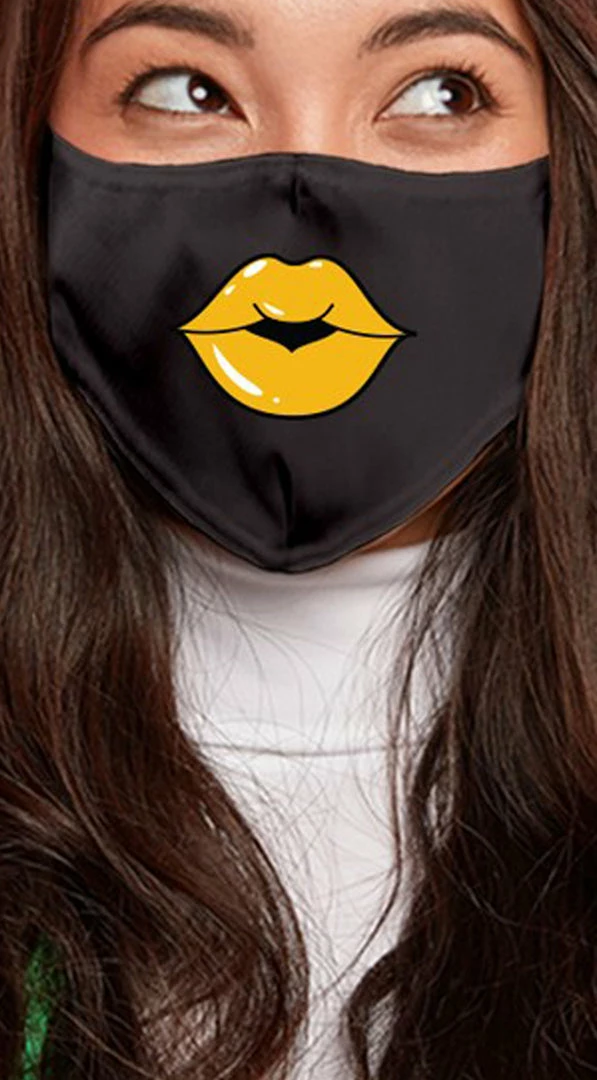 Emprada Masks Lips Yellow Black Women's Reusable Face Mask 1 Emprada Masks Lips Yellow Black Women's Reusable Face Mask
