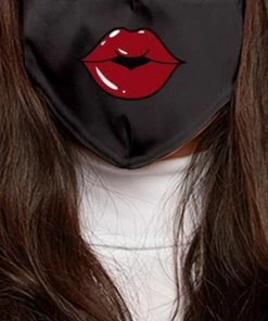 Emprada Masks Lips Dark Red Black Women's Reusable Face Mask