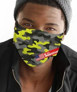 Emprada Camo Print Yellow Men's Reusable Face Mask Masks