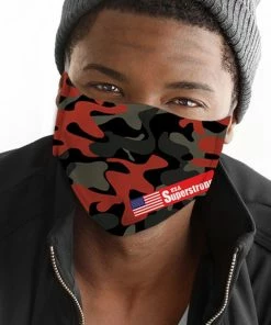 Emprada Camo Print Brick Red Men's Reusable Face Mask Masks