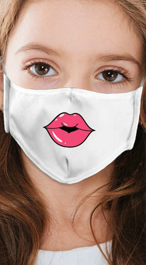 Emprada Lips Pink White Girl's Reusable Face Mask 1 Emprada Lips Pink White Girl's Reusable Face Mask