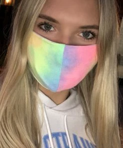 Emprada Pink Neon Yellow Multi Color Tie Dye Reusable Mask Masks