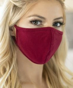 Emprada Burgundy Red Solid Reusable Face Mask Masks
