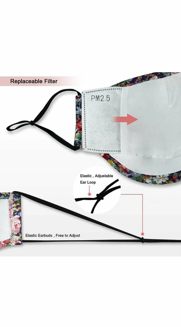 Emprada Black Adjustable Reusable Face Mask Masks 2 Emprada Black Adjustable Reusable Face Mask Masks