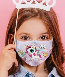 Emprada Unicorn Princess Purple Reusable Kids Face Mask Masks