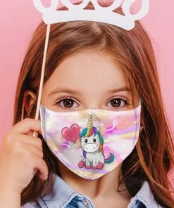 Emprada Masks Unicorn Love Purple Reusable Kids Face Mask