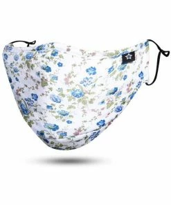 Emprada Floral White Blue Adjustable Reusable Face Mask Masks