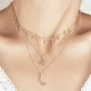 Emprada Moon And Star Gold Multi Layered Beads Choker Necklace