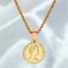 Emprada Gold Color Portrait Coin Pendant Necklace