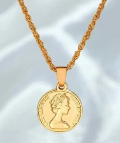 Emprada Gold Color Portrait Coin Pendant Necklace
