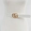 Emprada Accessories White GG Metal Buckle Faux Leather Belt