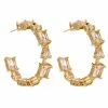 Emprada Accessories C Shape Gold Plated Cubic Zirconia Stud Earrings