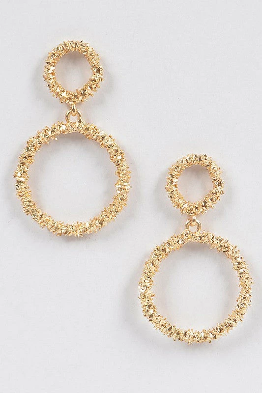 Emprada Textured Gold Round Dangling Earrings Accessories 1 Emprada Textured Gold Round Dangling Earrings Accessories
