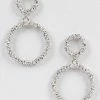Emprada Textured Silver Round Dangling Earrings
