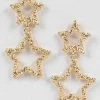 Emprada Accessories Textured Gold Star Dangling Earrings