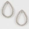 Emprada Accessories Textured Silver Tear Drop Shape Earrings