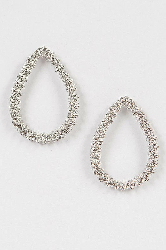 Emprada Accessories Textured Silver Tear Drop Shape Earrings 1 Emprada Accessories Textured Silver Tear Drop Shape Earrings