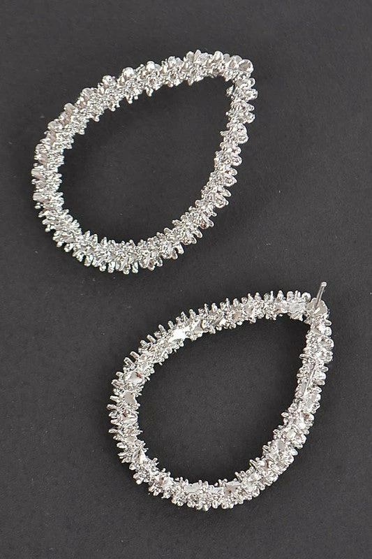 Emprada Accessories Textured Silver Tear Drop Shape Earrings 2 Emprada Accessories Textured Silver Tear Drop Shape Earrings
