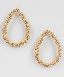 Emprada Textured Gold Tear Drop Shape Earrings