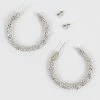 Emprada Textured Silver Round Hoop Earrings Accessories