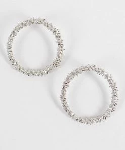 Emprada Textured Silver Round Circle Earrings Accessories