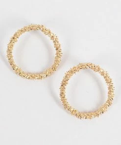 Emprada Textured Gold Round Circle Earrings Accessories